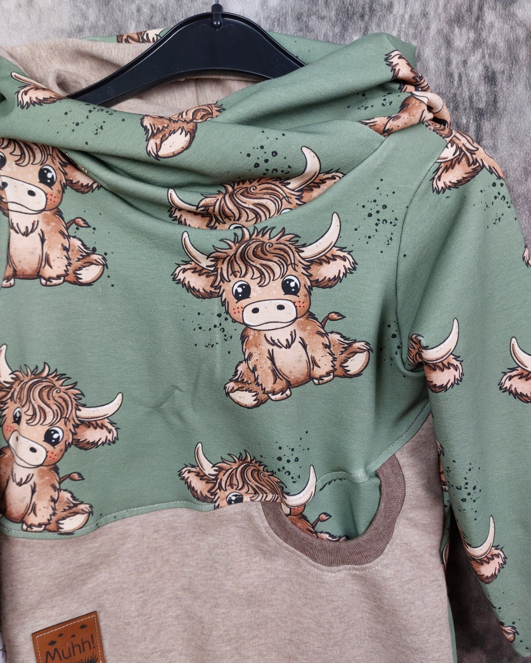 Hoodie Highlandkuh in Wunschgröße