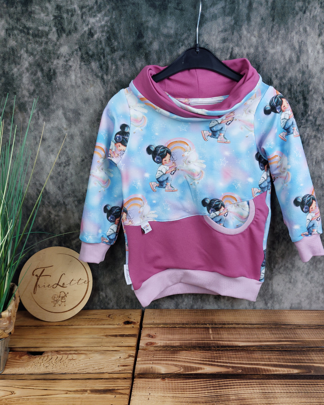 Hoodie Einhornmädchen in Wunschgröße
