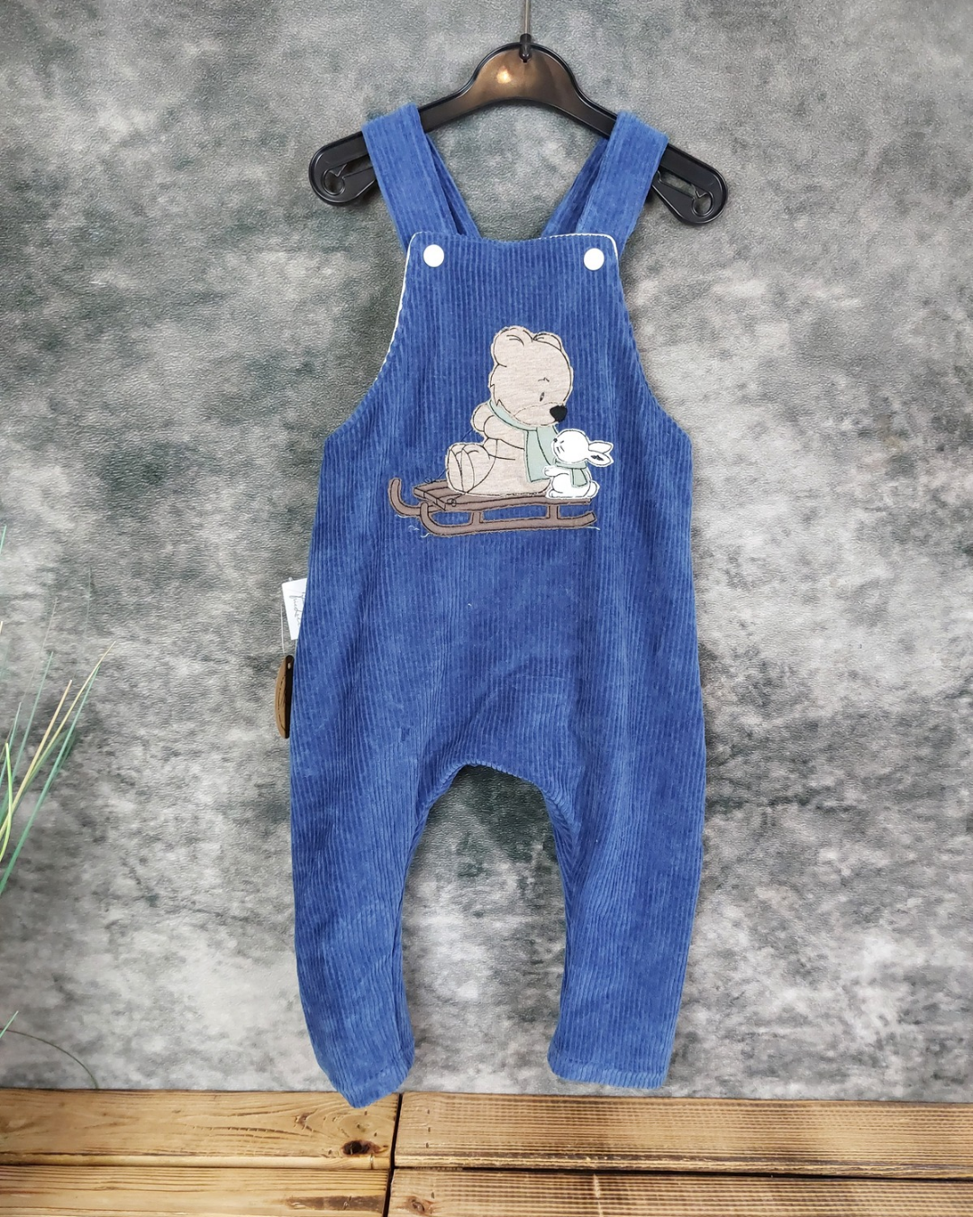 Latzhose Cordjersey Gr. 80 blau