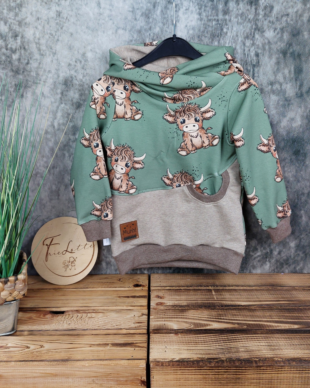 Hoodie Highlandkuh in Wunschgröße