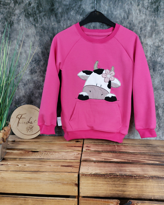 Sweater Kuh mit Blume in Wunschgröße