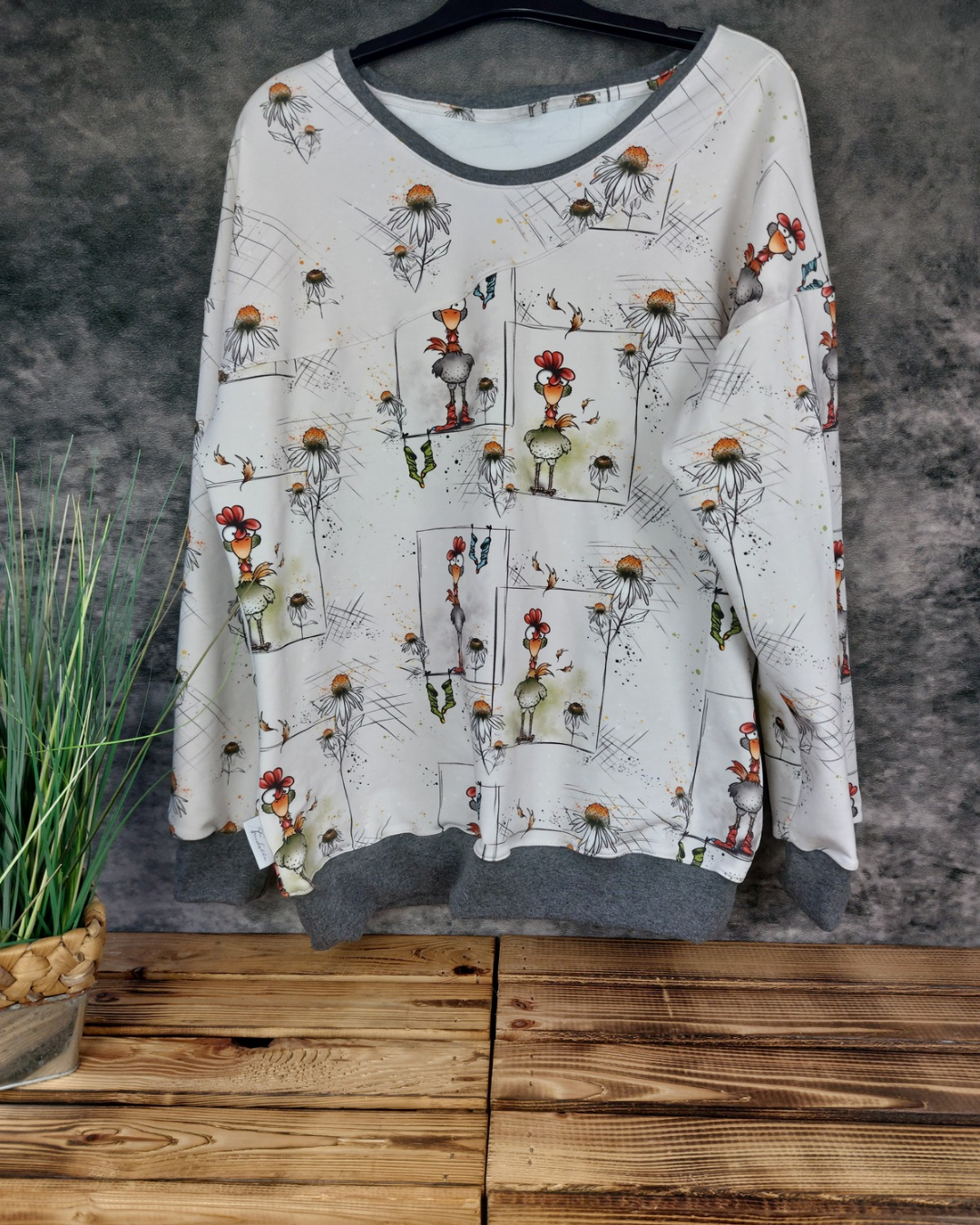 Oversized Sweater Gr. 42 Hähne