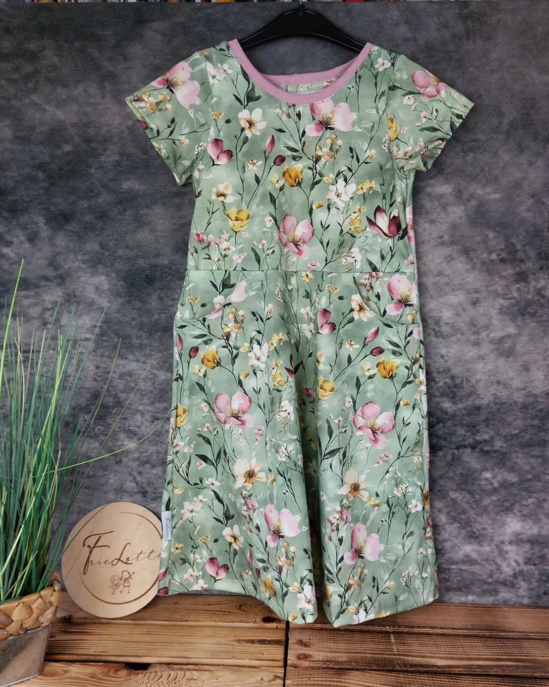 Strandkleid kurzarm Sommerwiese in Wunschgröße
