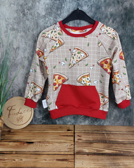 Sweater mit Tasche Pizza in Wunschgröße