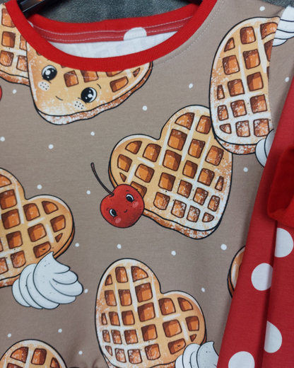 Set Waffeln aus Sweater mit Volant und Leggins Gr. 110