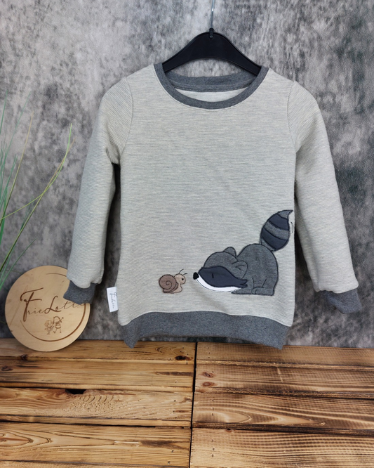 Sweater Waschbär aus Rib Jersey Gr. 104