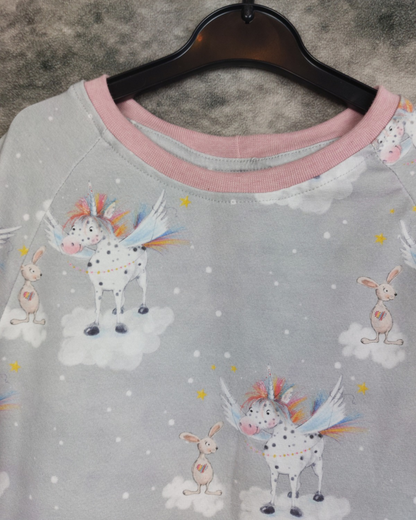 Kleid kurzarm Boxy Einhorn Gr. 110