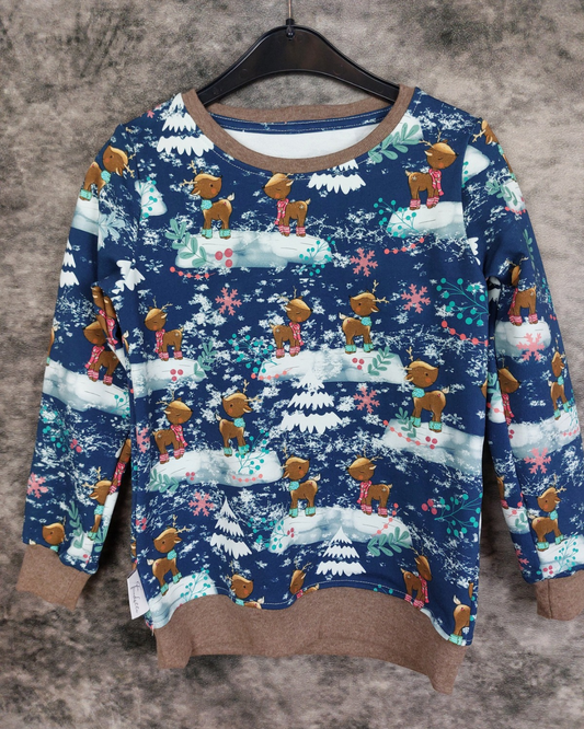 Sweater Gr. 122 winterliche Rehe
