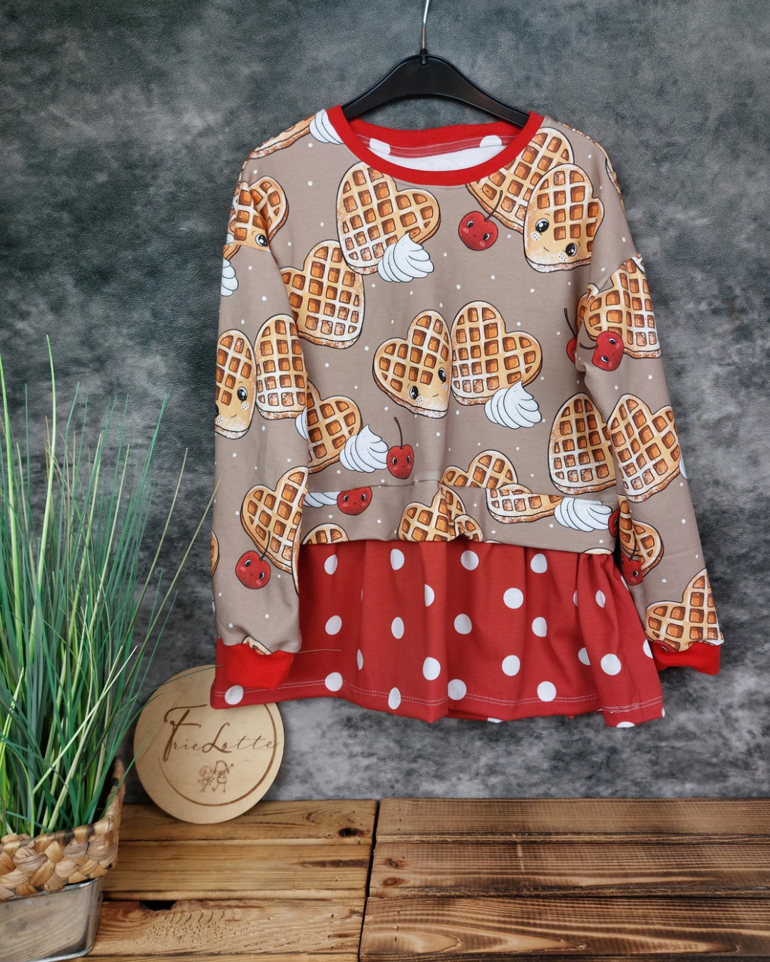 Layer Sweater Tunika Waffeln Gr. 134
