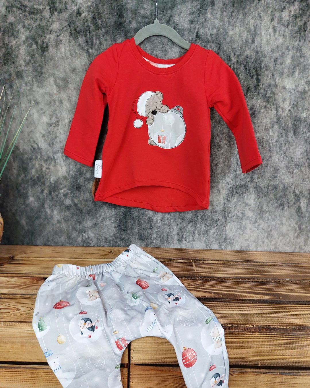 Set in Gr. 80 Weihnachtsbär rot