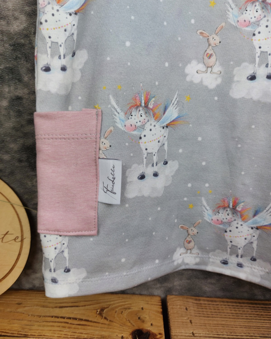 Kleid kurzarm Boxy Einhorn Gr. 110