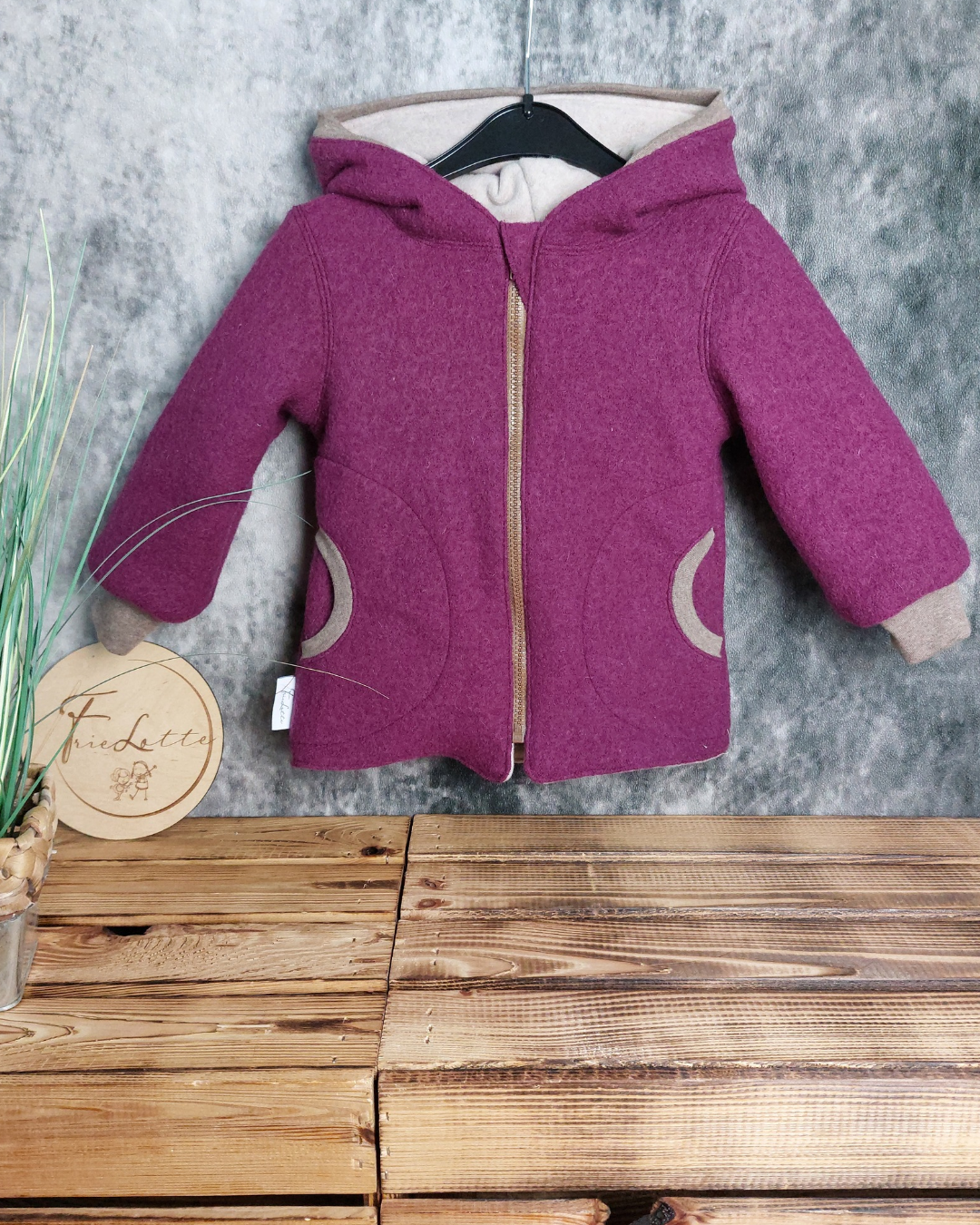 Walkjacke Giraffe Brombeere Wunschgröße