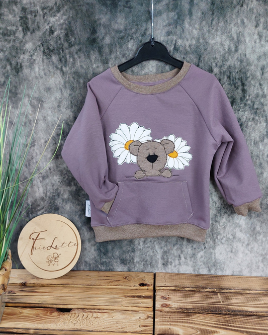 Sweater mit Tasche Bär mit Blumen Gr. 86